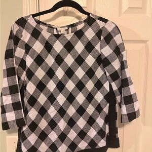 J. Jill Monochrome Checkered Blouse